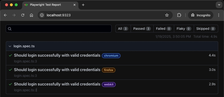 Report in browser